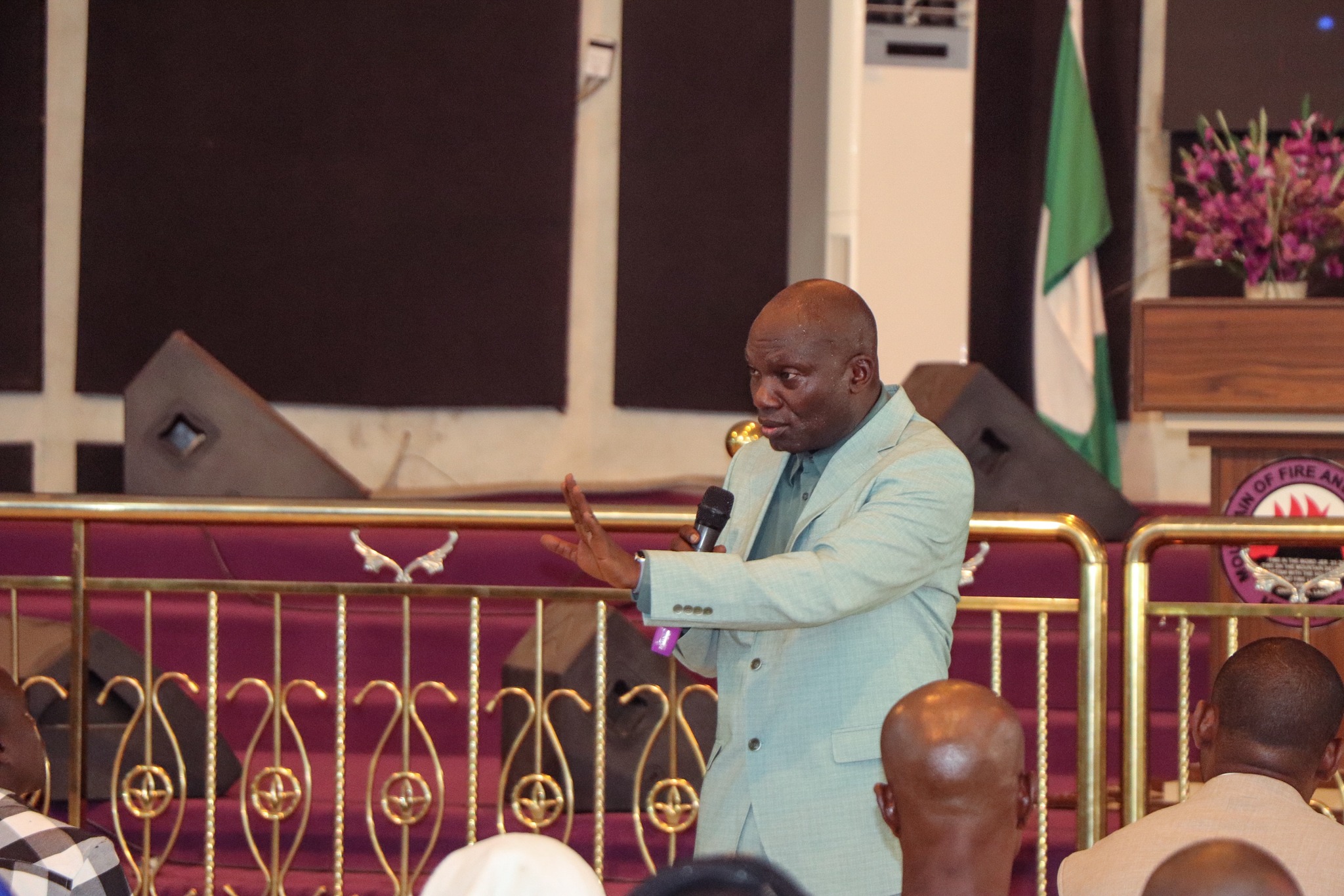 Pastor preaching during a church service